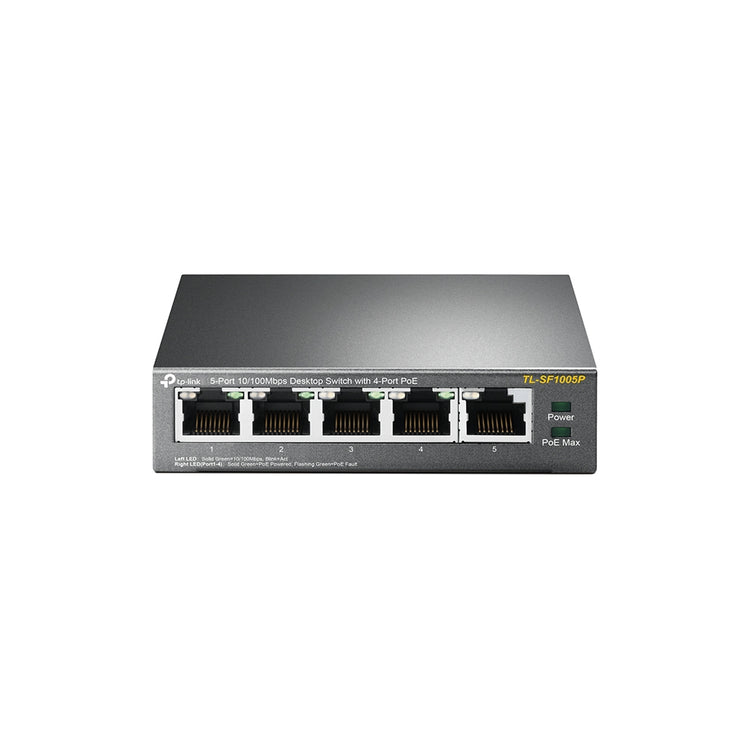 TP-LINK network switch Unmanaged Fast Ethernet (10/100) Power over Ethernet (PoE) Black (TL-SF1005P) - Cartouches Certifiees