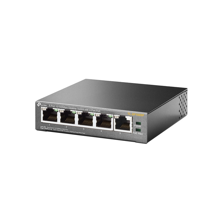 TP-LINK network switch Unmanaged Fast Ethernet (10/100) Power over Ethernet (PoE) Black (TL-SF1005P) - Cartouches Certifiees