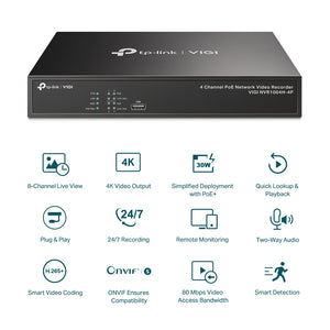 TP-LINK network video recorder Black (VIGI NVR1004H-4P) - Cartouches Certifiees