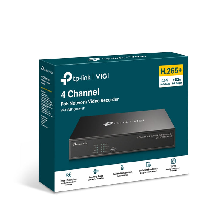 TP-LINK network video recorder Black (VIGI NVR1004H-4P) - Cartouches Certifiees