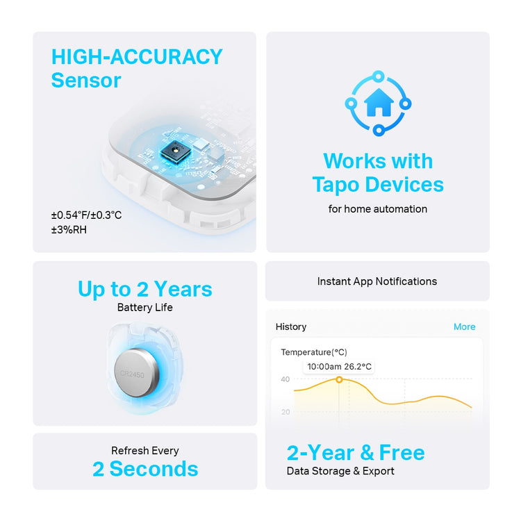 TP-LINK Tapo T310 Indoor Temperature & humidity sensor Freestanding Wireless (TAPO-T310) - Cartouches Certifiees