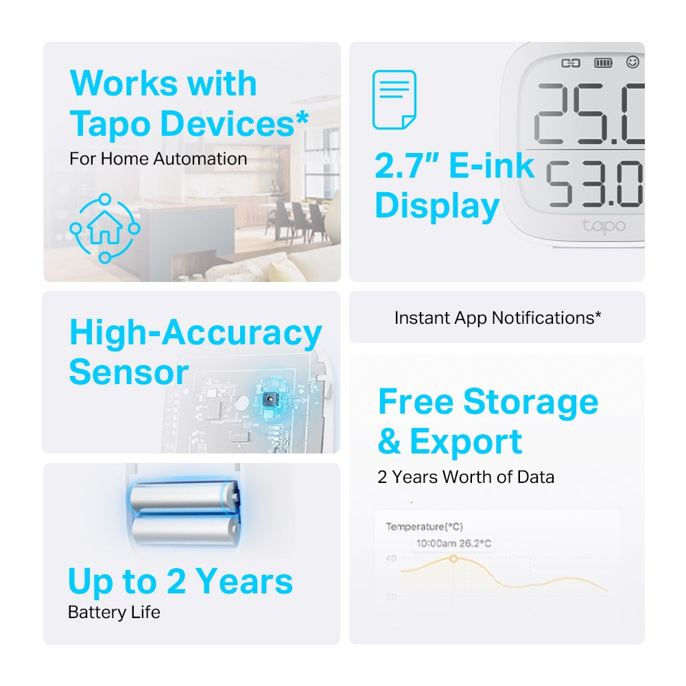 TP-LINK Tapo T315 Indoor Temperature & humidity sensor Freestanding Wireless (TAPO-T315) - Cartouches Certifiees