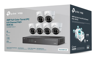 TP-LINK VIGI 4MP TURRET IPC & 8-CH NVR KIT video surveillance kit Wired 8 channels (VIGI NK8MP-T6425-2T) - Cartouches Certifiees