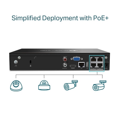 TP-LINK VIGI NVR1004H-4P network video recorder Black (VIGI NVR1004H-4P-2TB) - Cartouches Certifiees