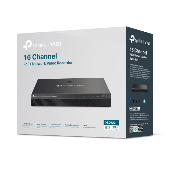TP-LINK VIGI NVR2016H-16MP network video recorder Black (VIGI-NVR2016H-16MP) - Cartouches Certifiees