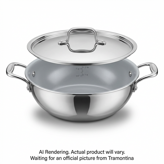 TRAMONTINA Kadai 1,75 qt avec couvercle - Inox Tpc-Cer-Nat-Ark (98051/004DS)