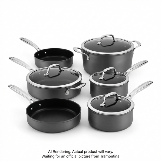 TRAMONTINA Batterie de cuisine 10 pièces - Anodisé dur, Platine (80123/006DS)