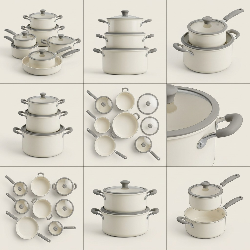 TRAMONTINA 11 Pc Nesting Cw Set-Pe-Cer-Wht-Oly (80156/143DS) - Cartouches Certifiees