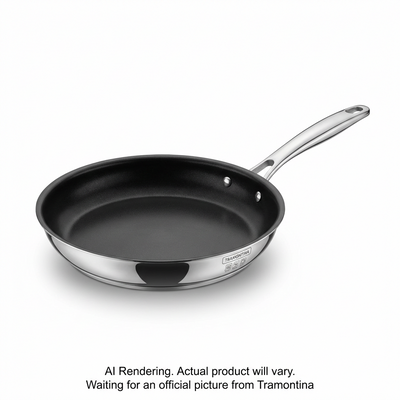 TRAMONTINA 12 In Saute Pan - Stainless Steel - Nonstick - Tubular Ss Handle (80154/082DS) - Cartouches Certifiees