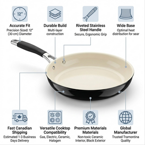 TRAMONTINA 12In Fry Pan-Al Ind-Pe-Cer-Blk-Mas (80110/020DS) - Cartouches Certifiees