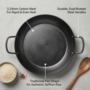 TRAMONTINA 15 In Paella Pan - Carbon Steel - 2.25Mm (80111/006DS) - Cartouches Certifiees