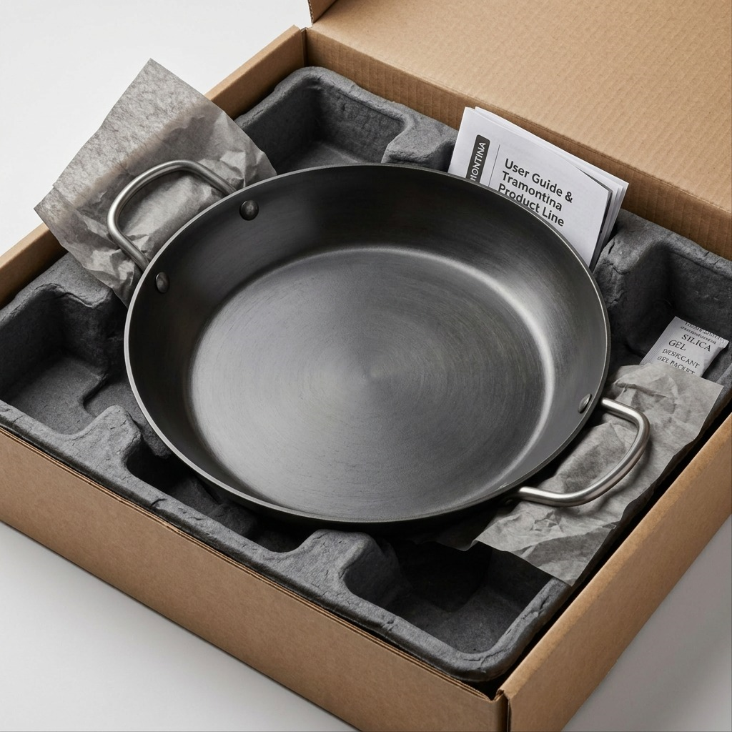 TRAMONTINA 15 In Paella Pan - Carbon Steel - 2.25Mm (80111/006DS) - Cartouches Certifiees