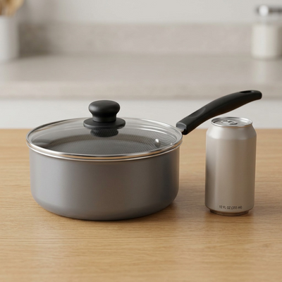 TRAMONTINA 3 Qt Covered Sauce Pan - Aluminum, Ns - Steel Gray - Den - Primaware (80119/556CA) - Cartouches Certifiees