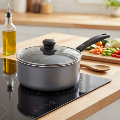 TRAMONTINA 3 Qt Covered Sauce Pan - Aluminum, Ns - Steel Gray - Den - Primaware (80119/556CA) - Cartouches Certifiees