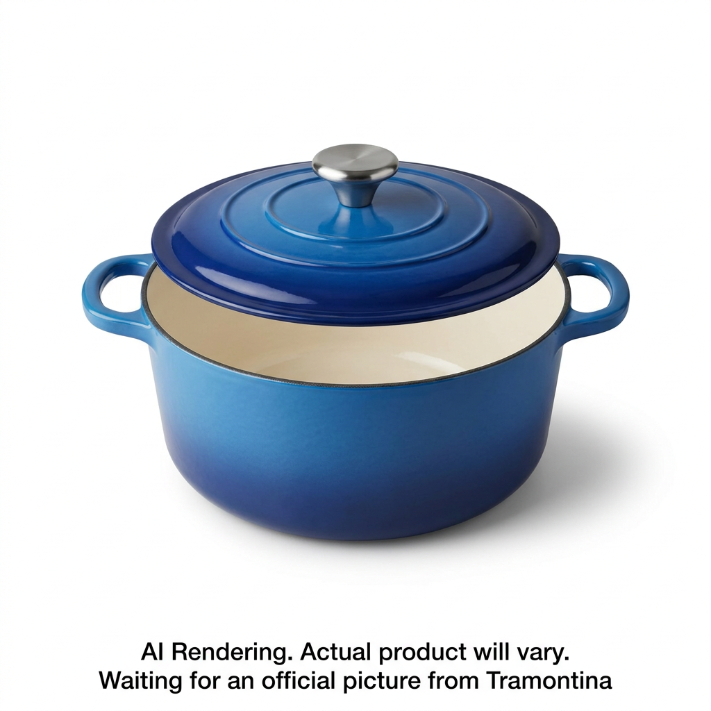 TRAMONTINA 6.5 Qt Covered Round Dutch Oven - Cast Iron - S1000 - Pe - BLue - Ss Knob - Gourmet (80131/076DS) - Cartouches Certifiees