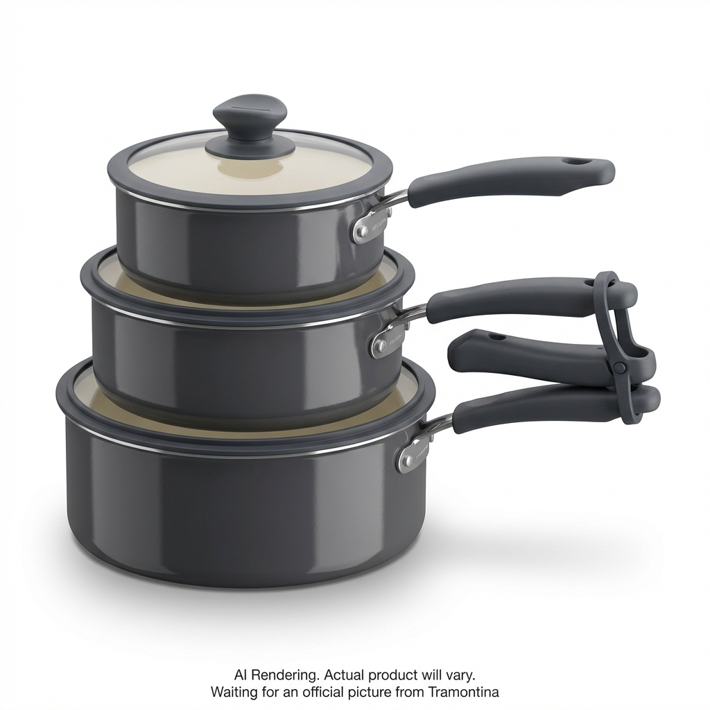 TRAMONTINA 6 Pc Nesting Cw Set-Pe-Cer-Dk Gray-Oly (80156/148DS) - Cartouches Certifiees