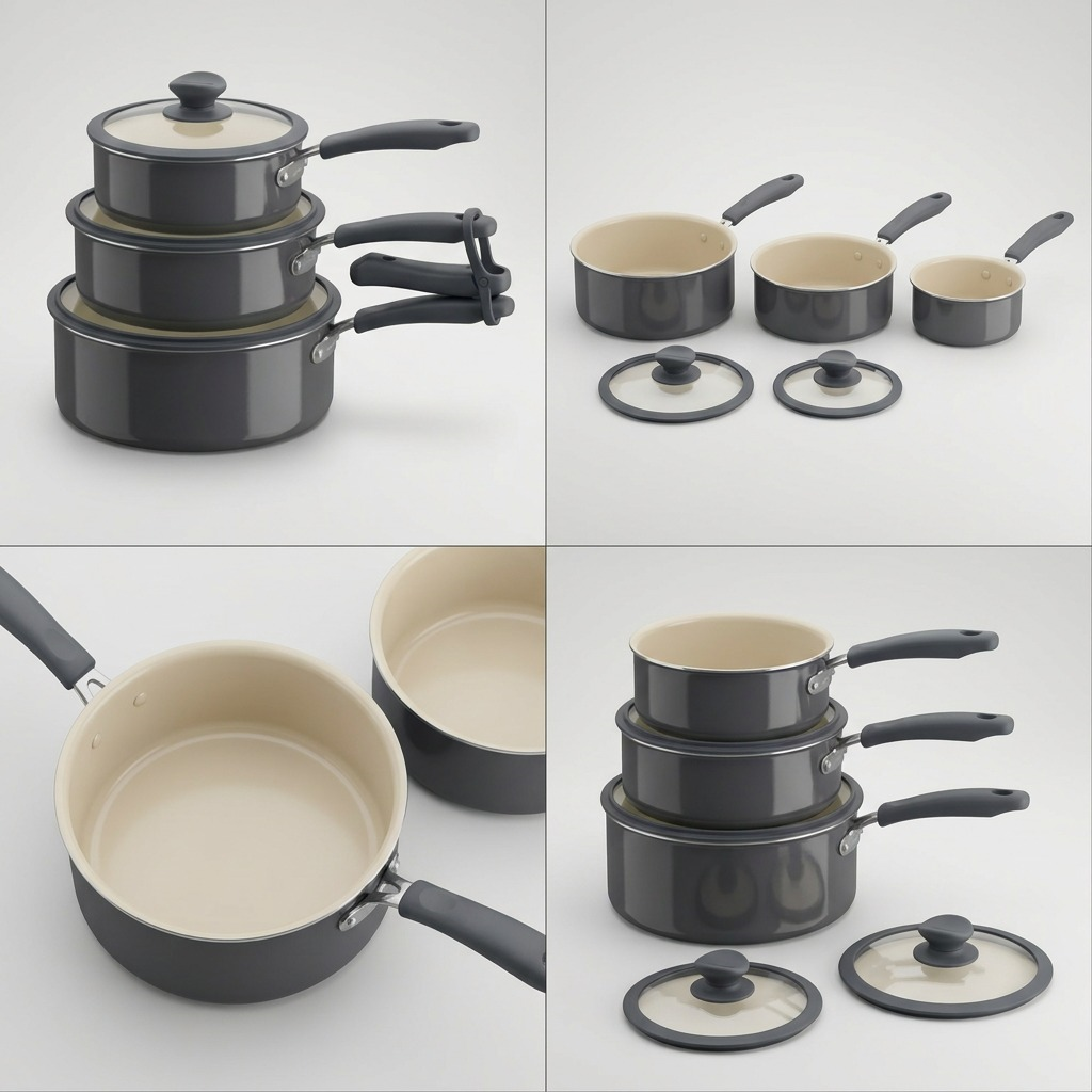 TRAMONTINA 6 Pc Nesting Cw Set-Pe-Cer-Dk Gray-Oly (80156/148DS) - Cartouches Certifiees