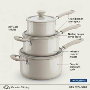 TRAMONTINA 6 Pc Nesting Cw Set-Pe-Cer-Wht-Oly (80156/147DS) - Cartouches Certifiees