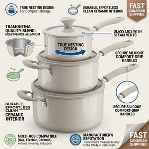TRAMONTINA 6 Pc Nesting Cw Set-Pe-Cer-Wht-Oly (80156/147DS) - Cartouches Certifiees