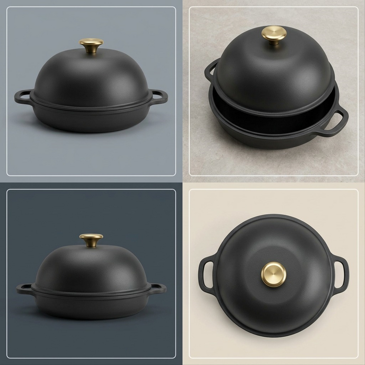 TRAMONTINA 9.5" Enamel Cast Iron Bread Oven, Iron Black (80131/515DS) - Cartouches Certifiees