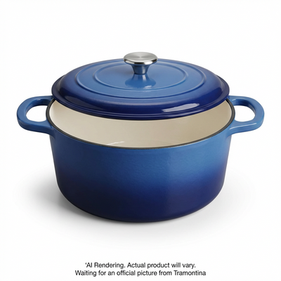 TRAMONTINA Bestow 5.5 Quart Enameled Cast Iron Covered Round Dutch, Gradated Cobalt (80131/075DS) - Cartouches Certifiees