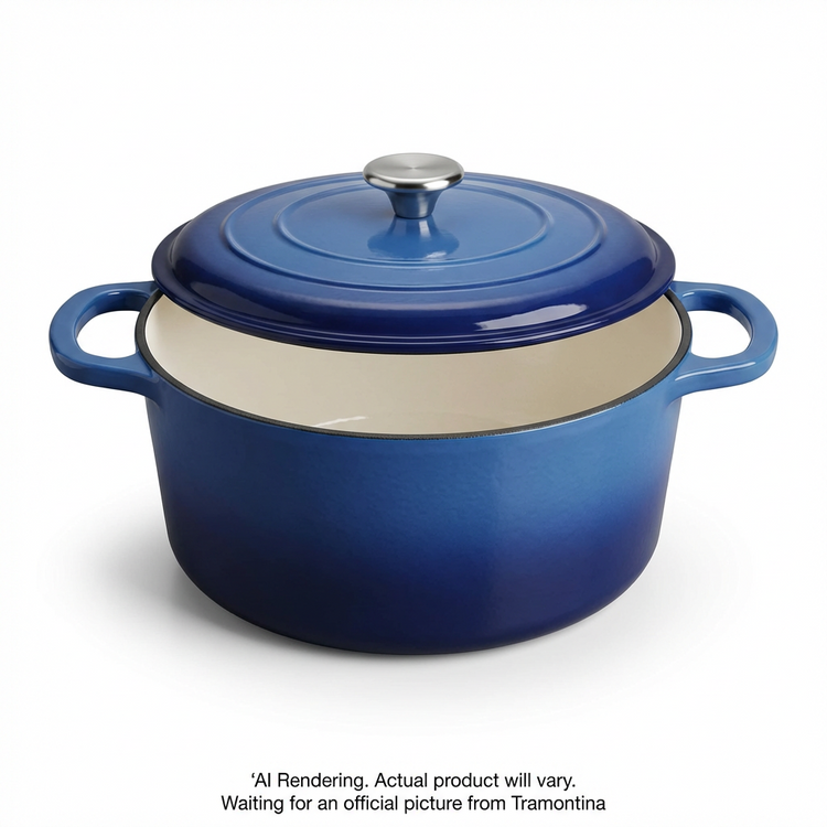 TRAMONTINA Bestow 5.5 Quart Enameled Cast Iron Covered Round Dutch, Gradated Cobalt (80131/075DS) - Cartouches Certifiees