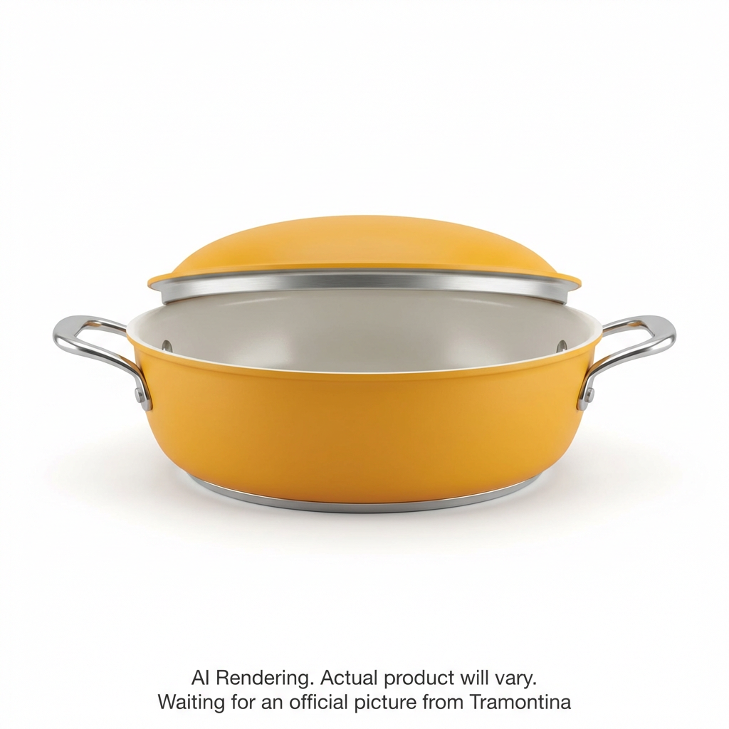 TRAMONTINA Fiora 4.25 Quart Multipurpose Ceramic Nonstick Pan, Marigold (80110/141DS) - Cartouches Certifiees