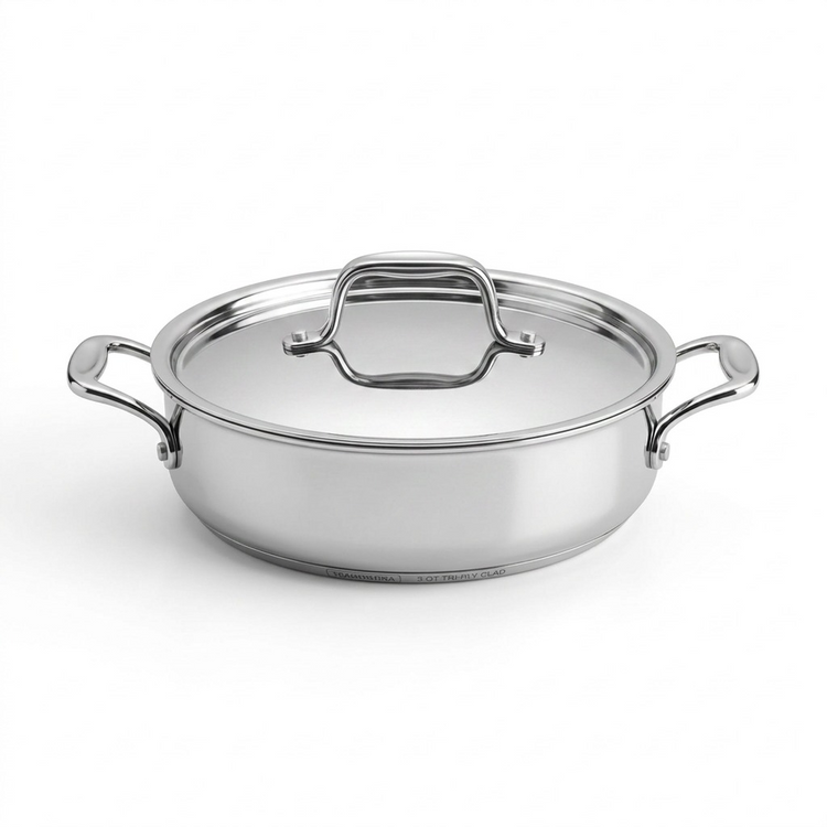 TRAMONTINA Signature 3 Quart Tri-Ply Clad Stainless Steel Covered Braiser (80116/009DS) - Cartouches Certifiees