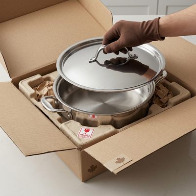 TRAMONTINA Signature 3 Quart Tri-Ply Clad Stainless Steel Covered Braiser (80116/009DS) - Cartouches Certifiees