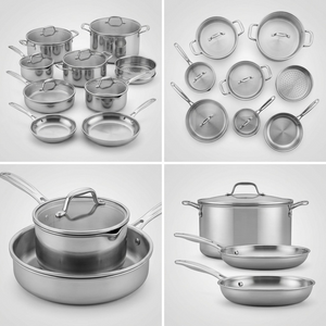 TRAMONTINA Tempo Tri-Ply Base Stainless Steel Cookware Set, 14 Pc (80154/012DS) - Cartouches Certifiees