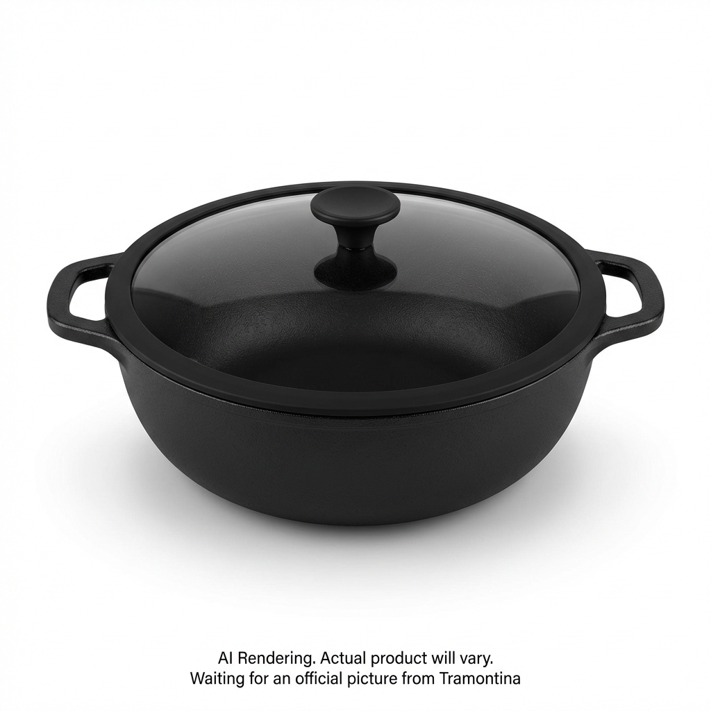 TRAMONTINA Utsava Pre-Seasoned Cast Iron Kadai with Lid, 4.9 qt. (98052/005DS) - Cartouches Certifiees