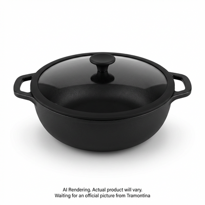 TRAMONTINA Utsava Pre-Seasoned Cast Iron Kadai with Lid, 4.9 qt. (98052/005DS) - Cartouches Certifiees