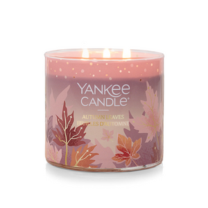 YANKEE CANDLE Autumn Leaves 3-Wick Candle, 14.5 oz (2653136C) - Cartouches Certifiees