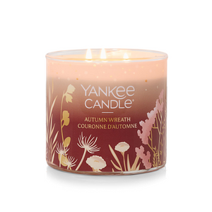 YANKEE CANDLE Autumn Wreath 3-Wick Candle, 14.5 oz (2653137C) - Cartouches Certifiees