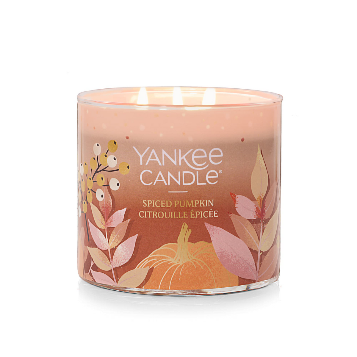 YANKEE CANDLE Spiced Pumpkin 3-Wick Candle, 14.5 oz (2653132C) - Cartouches Certifiees