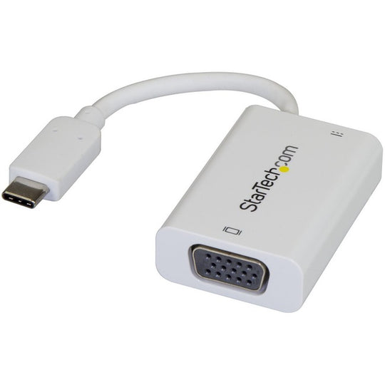 Adaptateur USB C vers VGA avec Alimentation Pass-Through 60W - Convertisseur Vidéo USB Type-C vers VGA 1080p avec Charge - Blanc