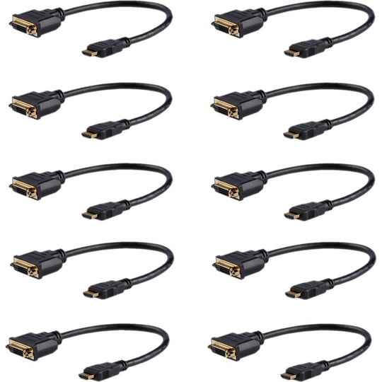 Adaptateur HDMI vers DVI, DVI-D vers HDMI (1920x1200p), Paquet de 10, Câble HDMI Mâle vers DVI-D Femelle, Cordon HDMI vers DVI, Noir 8po (20cm)
