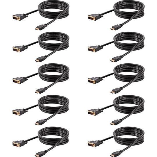 Câble HDMI vers DVI, Câble d'Affichage DVI-D vers HDMI (1920x1200p), Paquet de 10, Noir, Cordon Adaptateur HDMI vers DVI-D M/M 6pi