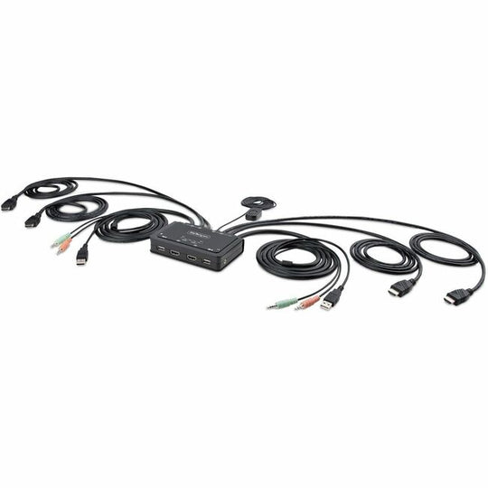 Commutateur KVM Câble HDMI Double Écran 2 Ports, 4K 60Hz, KVM Compact Câbles Hôtes Intégrés, Alimenté par Bus 5ft (1.5m)