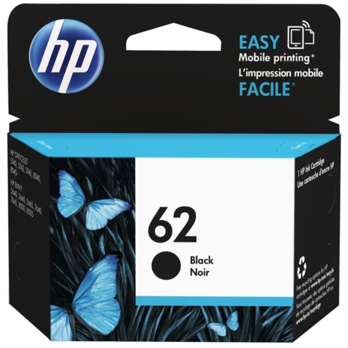 HP 62 (C2P04AN) Black Original Inkjet Cartridge - Cartouches Certifiées