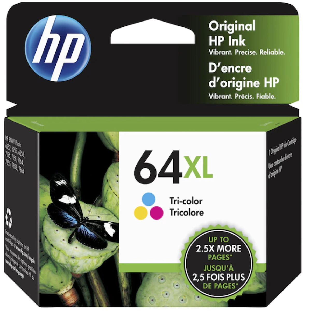 HP 64XL (N9J91AN) Color Original Inkjet Cartridge - Cartouches Certifiées