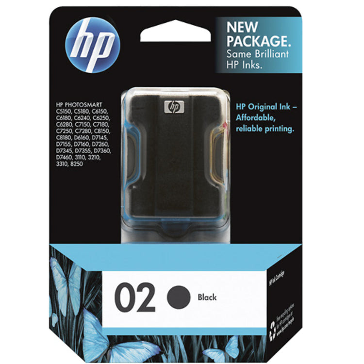 HP 02 (C8721WN) Black Original Inkjet Cartridge - Cartouches Certifiées
