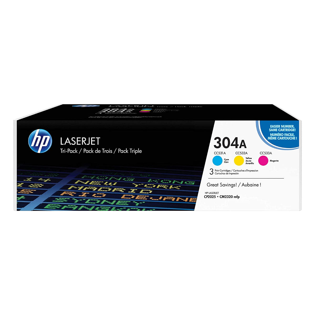 HP CF340A (304A) 3 Pack Color Original Toner Cartridge - Cartouches Certifiées