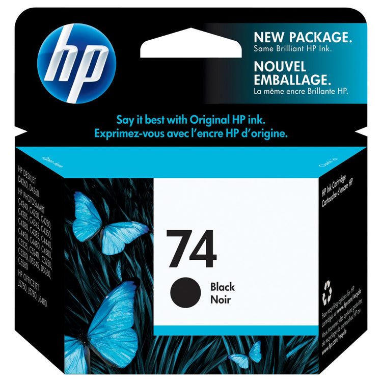 HP 74 (CB335WN) Black Original Inkjet Cartridge - Cartouches Certifiées