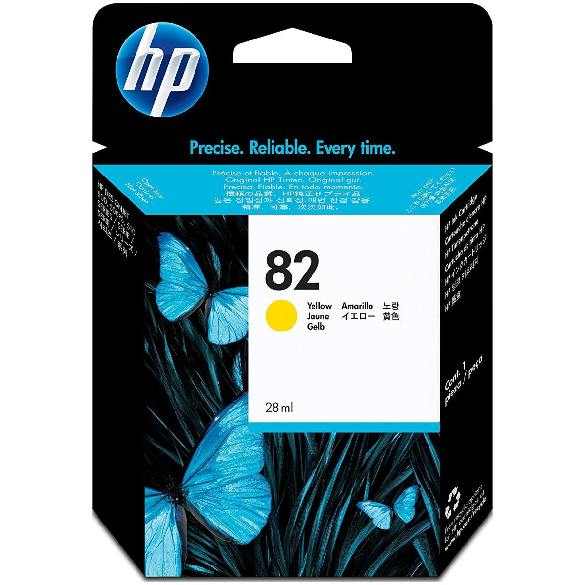 HP 82 - 28ml (CH568A) Yellow Original Inkjet Cartridge - Cartouches Certifiées