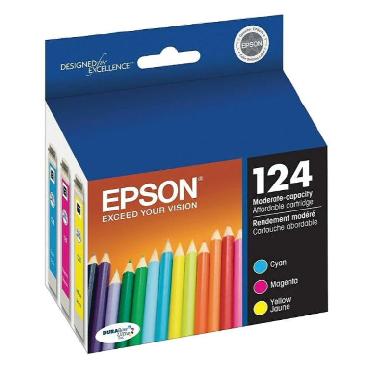 EPSON 124 (T124520-S) Color 3-Pack Original Inkjet Cartridge - Cartouches Certifiées