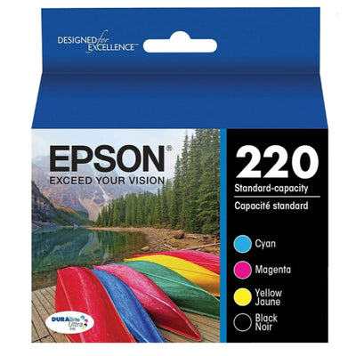 EPSON 220 (T220120-BCS) Combo 4-Pack Original Inkjet Cartridge - Cartouches Certifiées