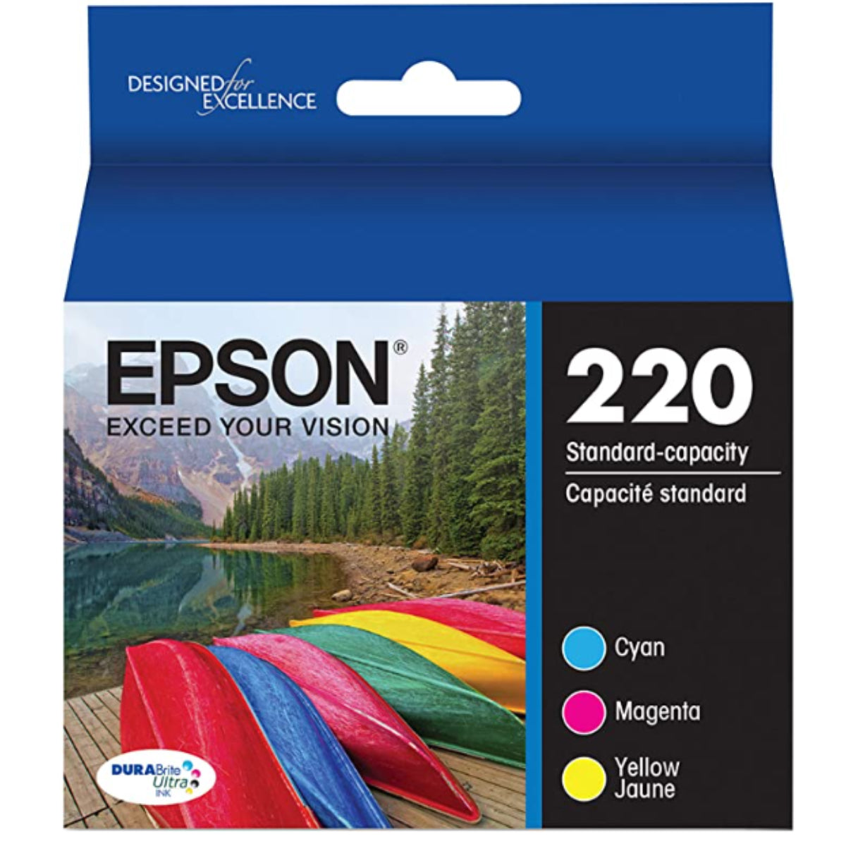 EPSON 220 (T220520-S) Color 3-Pack Original Inkjet Cartridge - Cartouches Certifiées