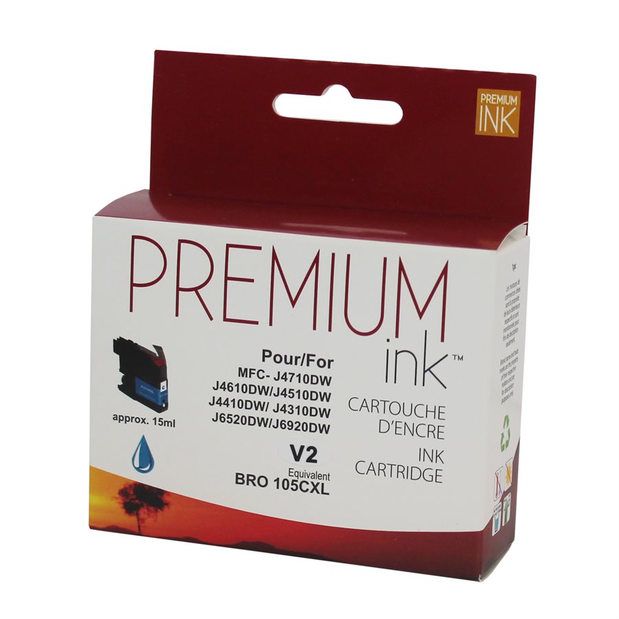 Compatible BROTHER LC105C Cyan Inkjet Cartridge Premium Quality - Cartouches Certifiées