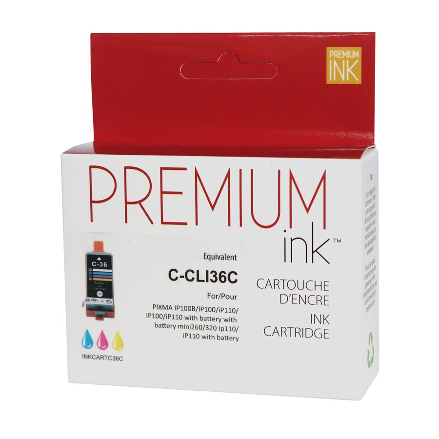 Compatible CANON CLI-36 (1511B002) Color Inkjet Cartridge Premium Quality - Cartouches Certifiées